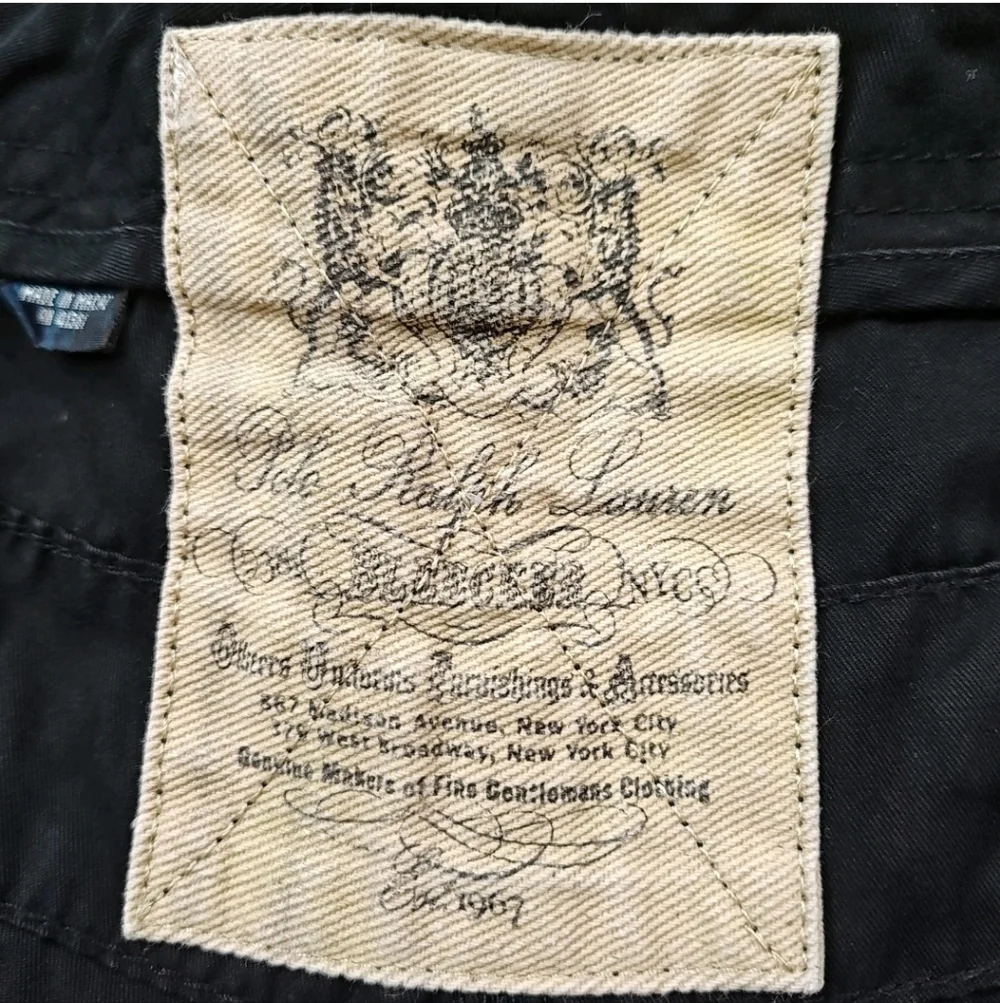 Vtg 90s Polo Ralph Lauren Baggy Wide Leg Cargo Shorts 42/44 Black Field Utility